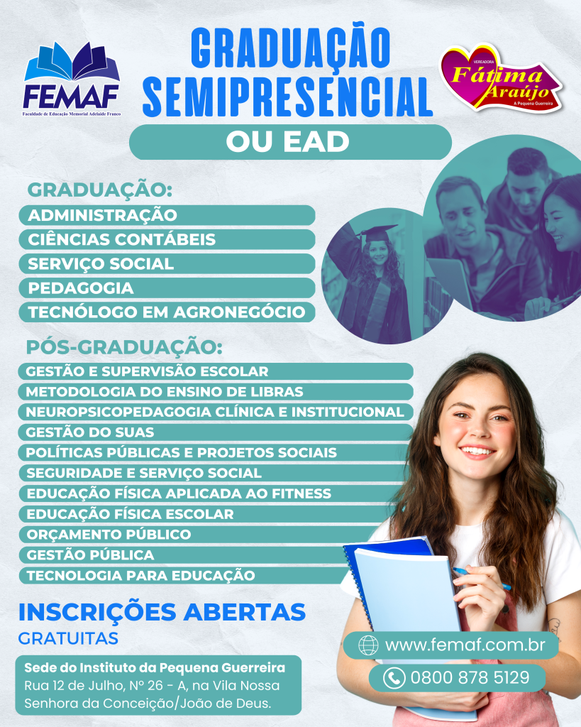 A faculdade FEMAF está de portas abertas para Pedreiras e região com cursos  de graduação e pós-graduação
